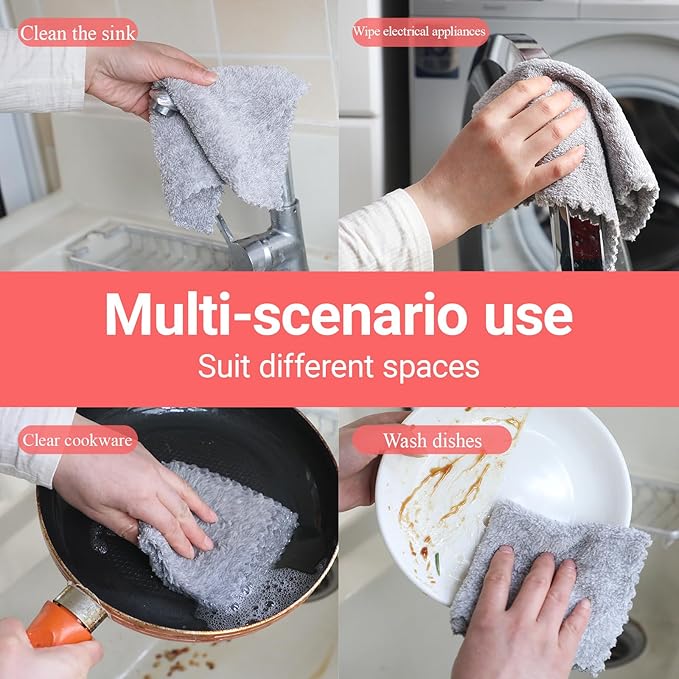 10Pack Microfiber DishCloths, 10''x10'' Super Soft Cleaning Cloths: All Purpose,Reusable Dishwashing,Lint Free, Absorbent,Quick Dry Towel for Kitchen/Bathroom