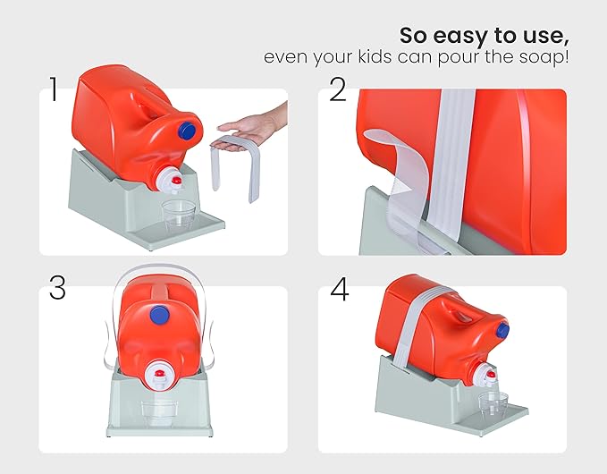 Skywin TidyFriend Laundry Detergent Holder Stand Organizer with Drip Tray, Laundry Soap Holder with Non-Slip Rubber Feet for Washing Space Organization, Angled Downward Slope for Easy Pouring (Blue)