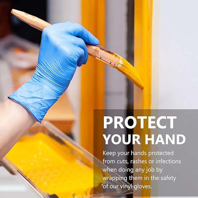 squish Disposable Gloves, Blue 4 mil Vinyl Synmax Exam Gloves Non Sterile, Powder Free, Latex Free - Cleaning Supplies, Kitchen and Food Safe(Pack of 100) (Blue Small)