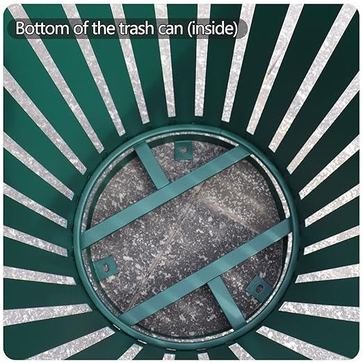 Outdoor Metal Slatted Trash Receptacle,Waste Receptacle,Commercial Trash Cans,Zone Round Garbage Bin,Square Hotel Street Patio Indoor Metal Stan (Big-Green)