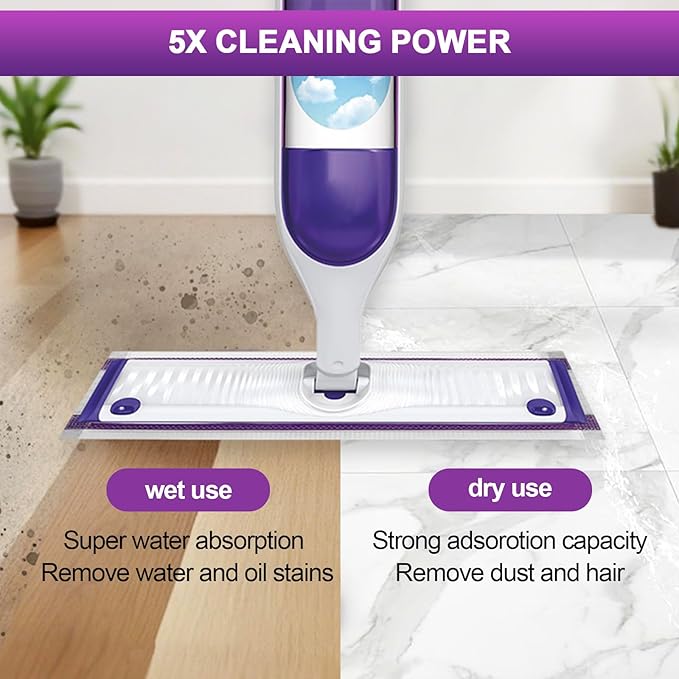 20 Count Disposable Mop Pad Refills for Swiffer Power Mop,Includes 10 Ultra-fine Fiber Mop Pads and 10 Super Absorbent Mop Pads,Compatible with Swiffer Power Mop,Replacement Mop Pad for Floor Cleaning