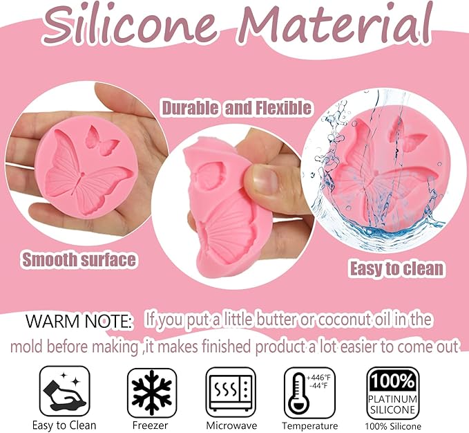 3 Pcs Butterfly Cake Decoration Fondant Molds, Exquisite Butterfly Chocolate Silicone Mold, for Wedding Birthday Cupcake Topping Flower Paste Biscuit Candy Dough Resin Pendant Clay