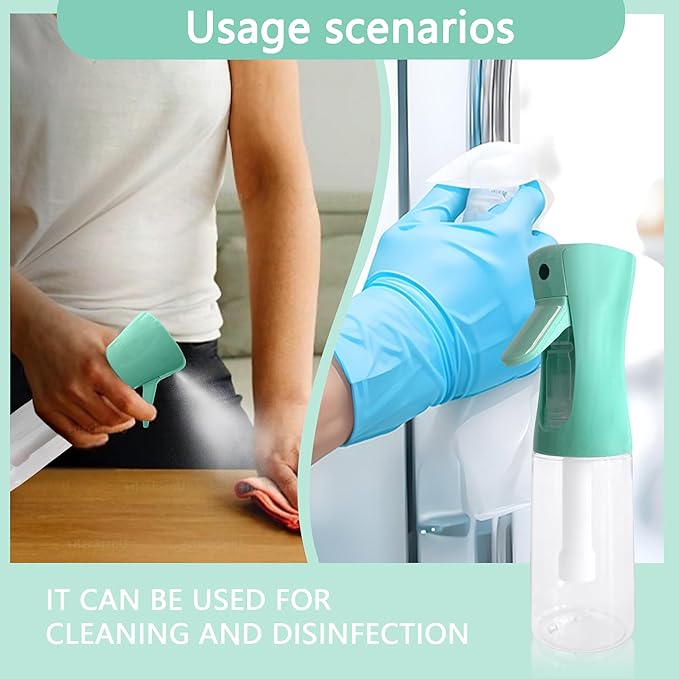 Spray Bottle for Hair Continuous Ultra Fine Mist (200ml) 360° Multi Spray Bottle for Plants, Cleaning, Skin Care Leakproof & Durable 2 Pack