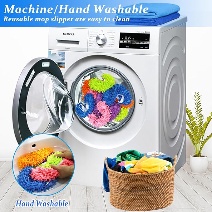 2 Pairs (4 Pieces) Mop Slippers, Multi-Function Reusable Microfiber Dust Mops, Floor Cleaning Shoes for Bathroom, Office, Kitchen, House Polishing