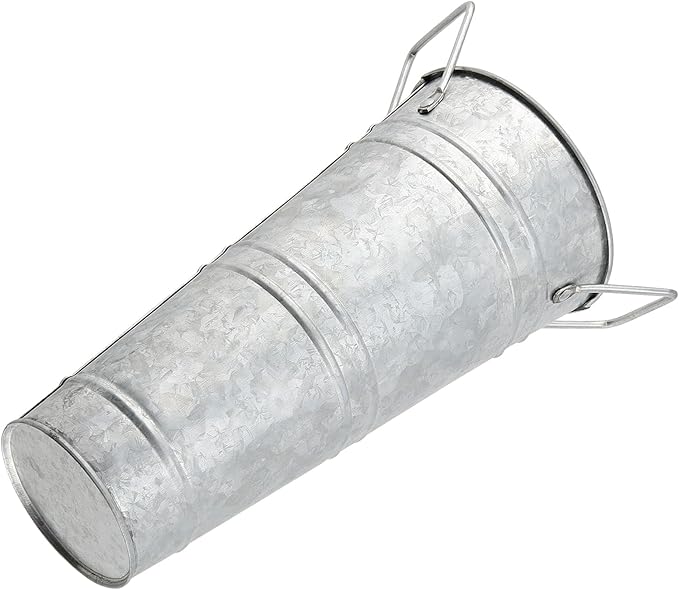 8 Pack 9 Inch Tall Galvanized Flower Bucket, Silver Farmhouse French Flower Bucket with Handle, Rustic Bucket Vintage Metal Vases for Flower, Centerpieces, Floral Wedding Arrangements