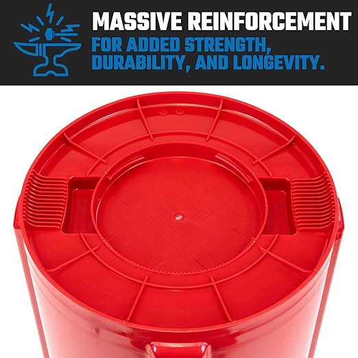 Magnum 55 Gallon Trash Can, High-Vis Red, Construction Grade, Heavy Duty Plastic, Jobsite Ready for Handling and Holding Garbage CMTC-C000-55R04 (4 Pack)
