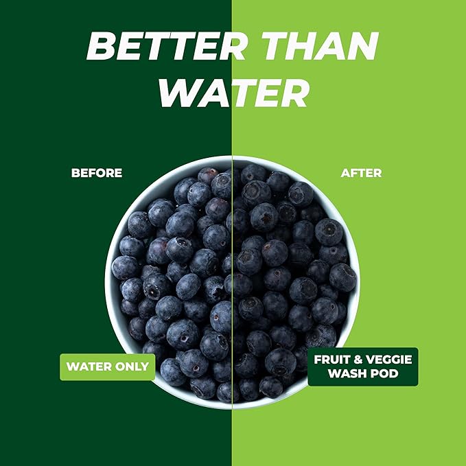 GreenGro Fruit and Vegetable Wash Pods (15 Pods) | Removes Harmful Residue | Keeps Produce Fresh Longer |