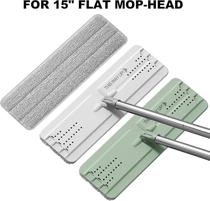 JOYMOOP Flat Mop Pads, Microfiber Mop Cleaning Pads, Washable Pads, Pads Replacement Flat Mop or Mop Bucket Set, Pack of 4 Refills 15inch - Grey and Stripe