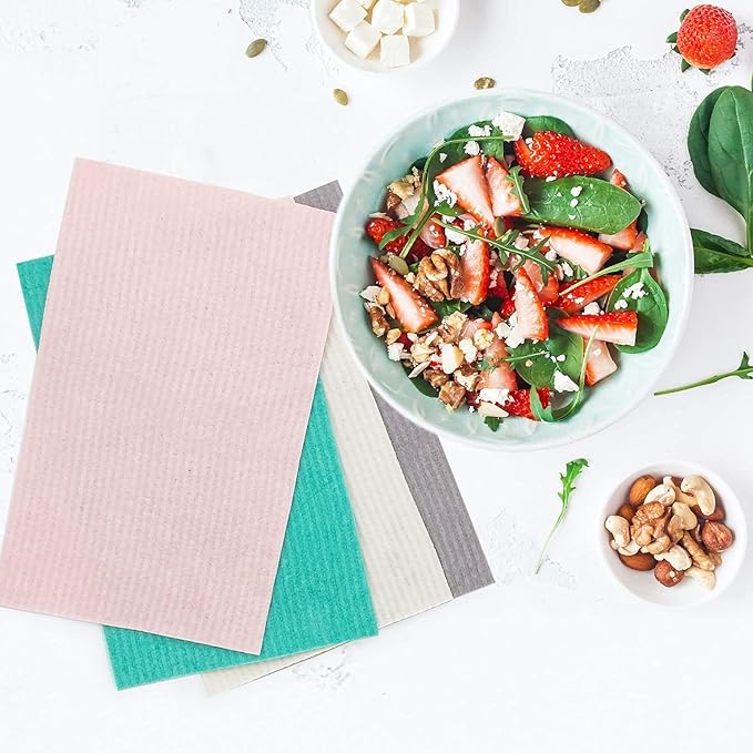 Long Swedish Dishcloth Sponge Pack of 5, Eco-Friendly 100% Biodegradable Cellulose Sponge Cleaning Cloths, Kitchen Cloths