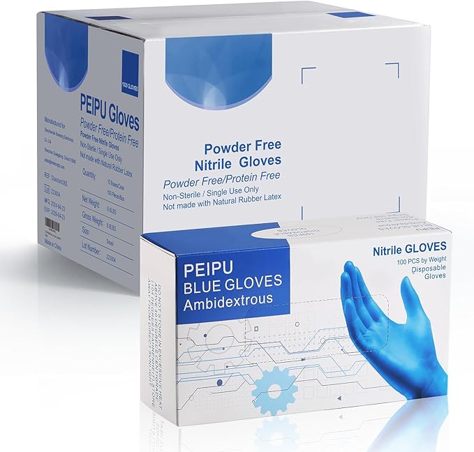 PEIPU Nitrile Disposable Gloves,Powder Free, Cleaning Service Gloves, Latex Free