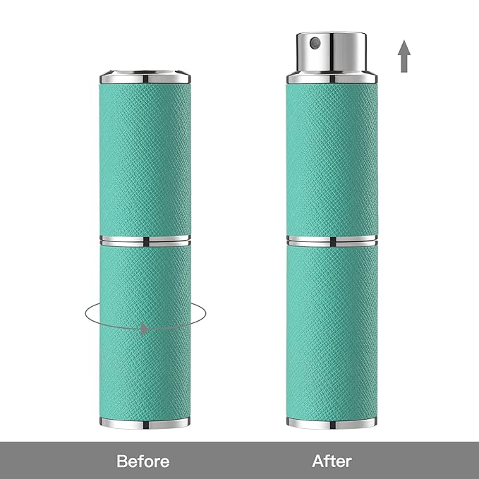 2PCS Perfume Atomizer, 8ML Leather Empty Cologne Sprayer, Mini Perfume Spray Bottle for Travel (White, Green)