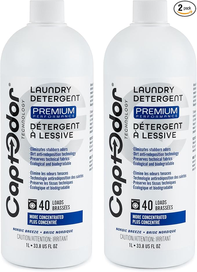 Captodor Premium Laundry Detergent, – Nordic Breeze Scent, Ultra-Concentrated Formula, Eliminates Tough Odors and Dirt, Phosphate-Free, Biodegradable (1 L (Pack of 2))