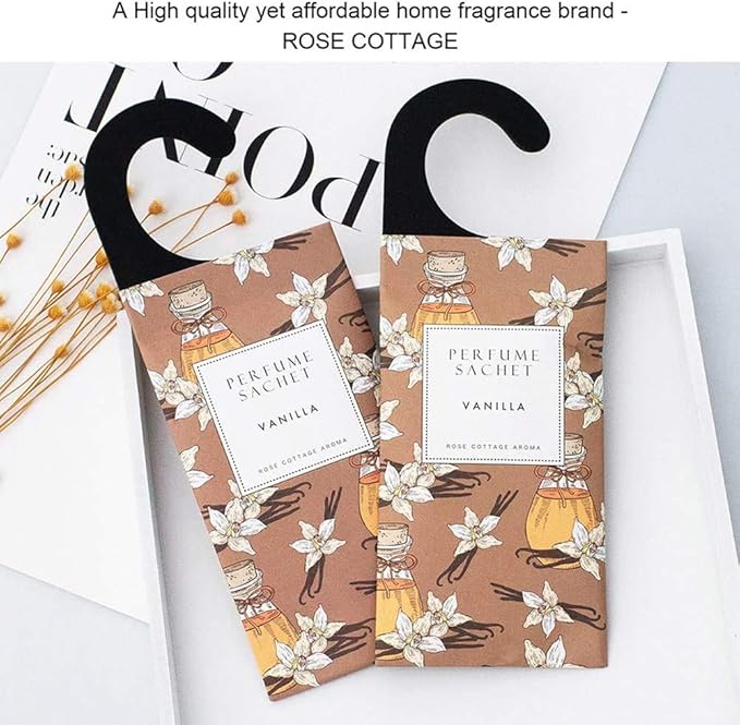 ROSE COTTAGE Large 12 Packs Vanilla Hanging Closet Air Freshener Scented Sachets Long Lasting Smell Goods