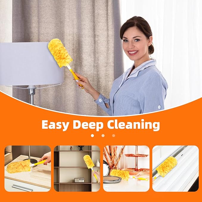 30 Pack 360 Dusters Refills for Swiffer Dusters, Unscented Heavy Duty Duster Kit Disposable Dusters Refills with 1 Handle for Cleaning Furniture, Blinds, Ceiling Fans