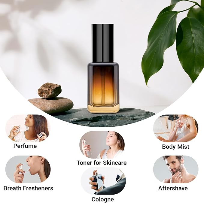 Segbeauty 1oz Fine Mist Amber Glass Spray Bottles, 2pcs Small Travel Size Spray Bottle Refillable Liquid Containers, 30ml Mini Glass Cosmetic Bottles for Travel, Empty Perfume Bottle Atomizer Sprayer