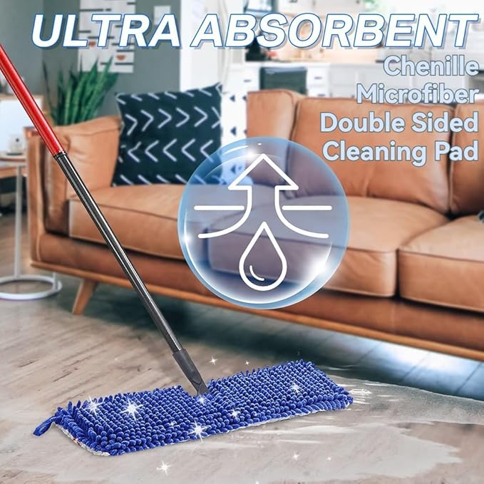 Microfiber Mop Pads,Dust Mop Replacement Head Compatible with O-Cedar Dual-Action,Microfiber&Chenille Mop Replace Head,Dust Mop Refill (Pack of 6) (6)
