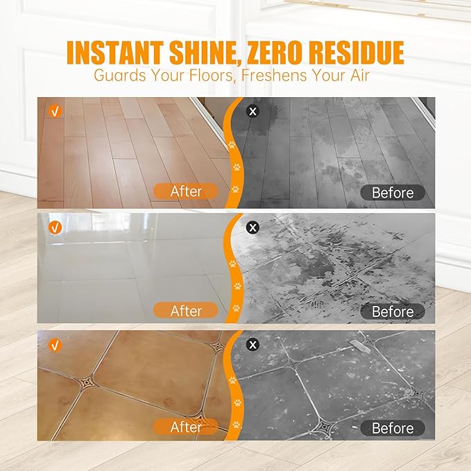 Floor Cleaning Solution Compatible with Tineco iFLOOR Series, All Robot Vacuums & Wireless Wet-Dry Mops, 4 Bottle Floor Cleaner Refill, Orange Scent