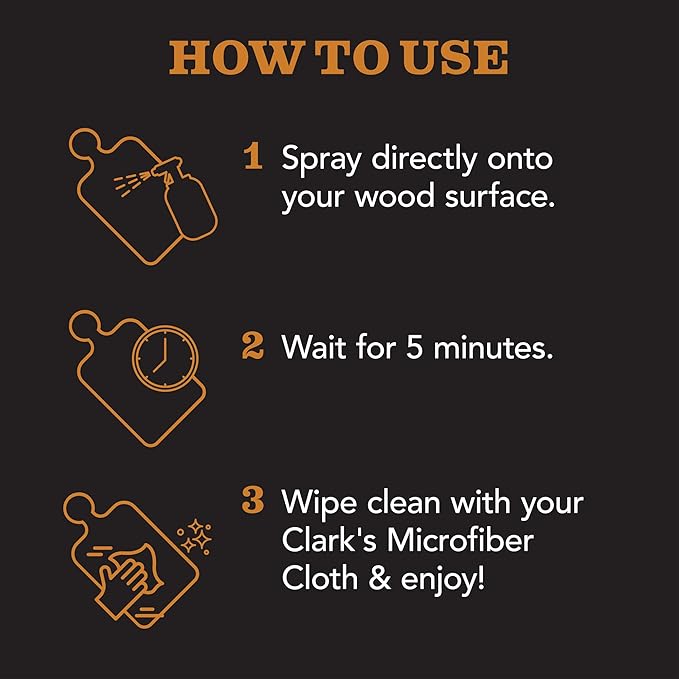 CLARK'S Natural Stone Spray Cleaner, with Microfiber Cloth for Soapstone, Granite, Quartz, Marble, & other Countertop Surfaces – Pure Ingredients to Keep Stone Protected, Citrus Oil Extracts, 12oz