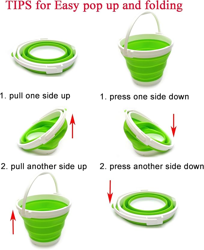 SAMMART 10L (2.64Gallon) Collapsible Fishing Bucket with Locking Lid - Portable Plastic Water Pail - Space Saving Outdoor Waterpot - Trunk Organizer for All Types of Vehicles