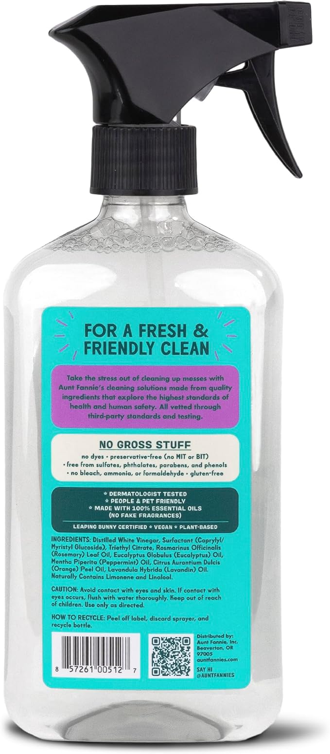Aunt Fannie's All Purpose Household Cleaner, Multi-surface Spray, Powered by Vinegar for Kitchen, Bath, Windows and Countertops, Lavender Scent (Pack of 1)