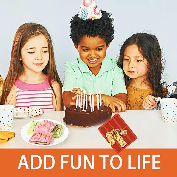 8 Cavity Rectangle Silicone Molds For Food,1 Inch Deep Chocolate Bar Baking Mold,Homemade Granola Bar/Cereal Protein Energy/Candy Bar - Set of 1