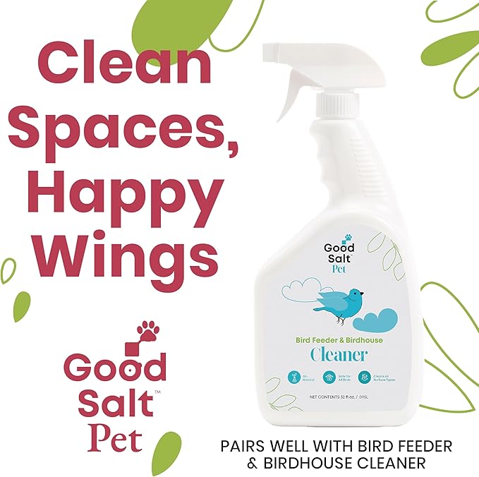 Clean Republic Good Salt Pet Bird Feeder & Bird House Protectant, Natural Bird-Friendly Spray Formula, Made in the USA, 32 Ounce Bottle
