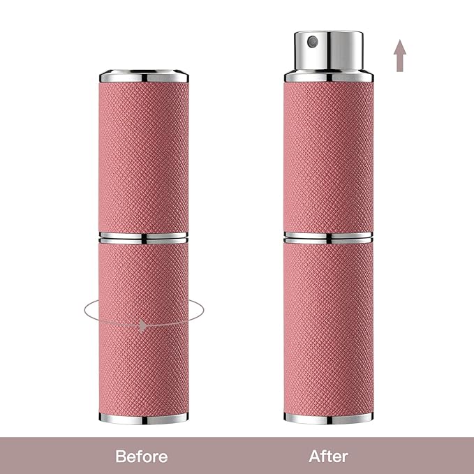 8ML Perfume Atomizer, Empty Leather Cologne Spray Bottle, Mini Perfume Sprayer Dispenser for Travel (1PCS, Pink)