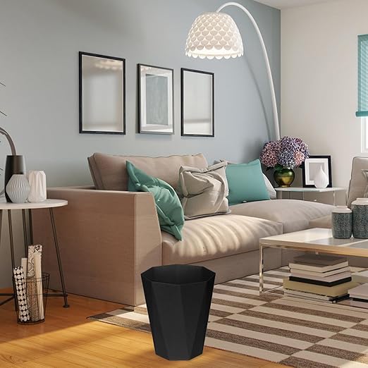 ZXJ Small Trash Can - 1.8 Gallon - Black - Waste Basket - Garbage Bin Bathroom,Kitchen,Office,Dormitory,Camping,Kids Room