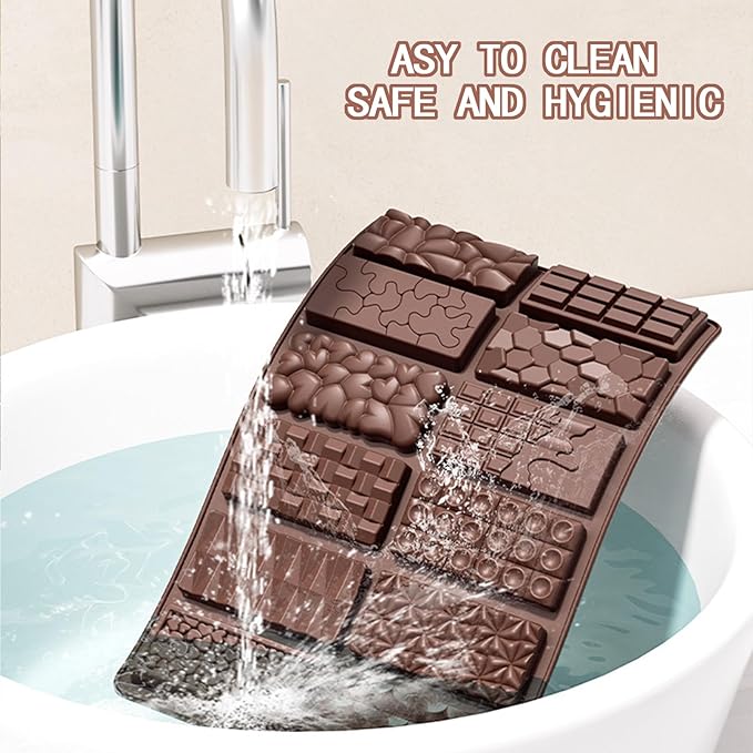 2Pcs Chocolate Bar Mold,12 Cavities Non-Stick Chocolate for Stuffed Pistachio Bars, Silicone Molds For Baking,Break Apart Candy Molds for Cake Decorations