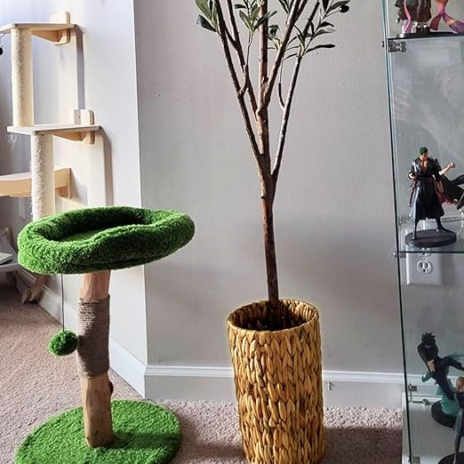 Wicker Trash Can, Bathroom Wicker Trash Can with Built-in Handle、Handwoven Water Hyacinth Trash, Living Room, Office, Kitchen, RV (1 Pack)