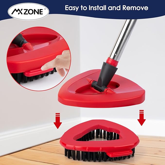 Spin Mop Scrub Brush Head Compatible with O Cedar EasyWring 1 Tank System, Shower Floor Scrubber Mop Head Replacement, Hard Bristle Cleaning Brush for Kitchen Tile, Not Fit RinseClean, 2 Pack