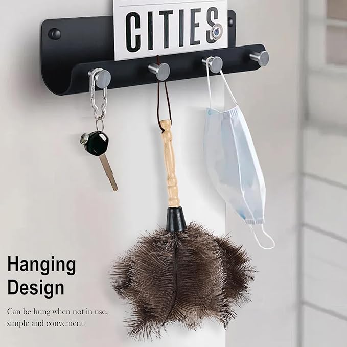 Ostrich Feather Duster 14" Natural Handheld Reusable Feathers Dusters with Wooden Handle for Cleaning Supplies Home Car Office