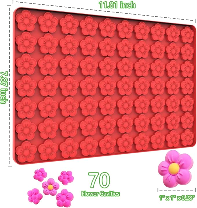 Small Flower Candy Molds Silicone Chocolate Gummy Molds, Blossom Silicone Fondant Cake Mold Mint Molds with Scraper (flower)