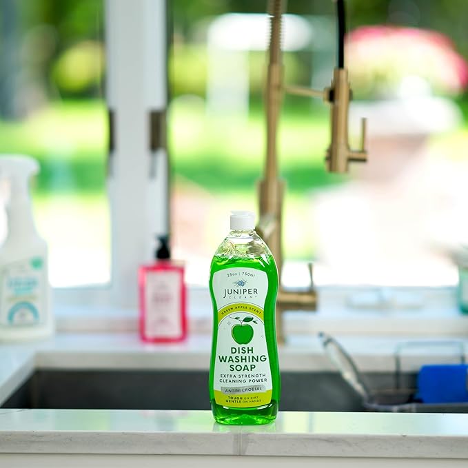 Dish Soap, Green Apple Scent, Liquid Dish Washing Soap Squeeze Bottle 25 Fl Oz (Pack of 6)