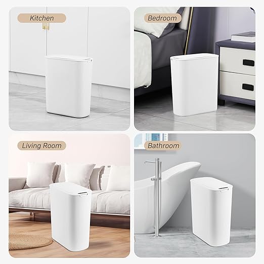 Automatic Motion Sensor Bathroom Trash Can with Lid, 5 Gallon Touchless Trash Bin, Smart Electric Narrow Waterproof Garbage Bin for Toilet, Office, Rv, Bedroom, Living Room