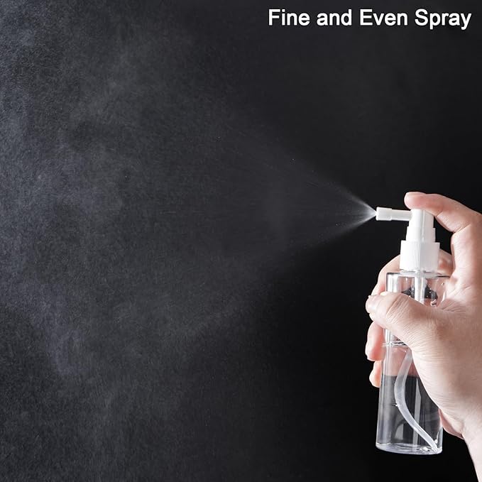 Yebeauty 100ml Portable Spray Bottles Small Plastic Empty Fine Mist with Tight Cap and Long Mouth Clear 3.3oz TSA Approved Travel Size Spray Atomizer for Plants Perfumes Cleaning Mouthwash, 2 Pack