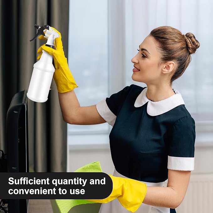 Gerrii 24 Pcs 24oz Plastic Spray Bottle Bulk, Empty Refillable Squirt Bottles for Cleaning Solution, Leak Proof Water Spray Bottle with Adjustable Nozzle and Sticker Commercial Supplies (Red & Black)