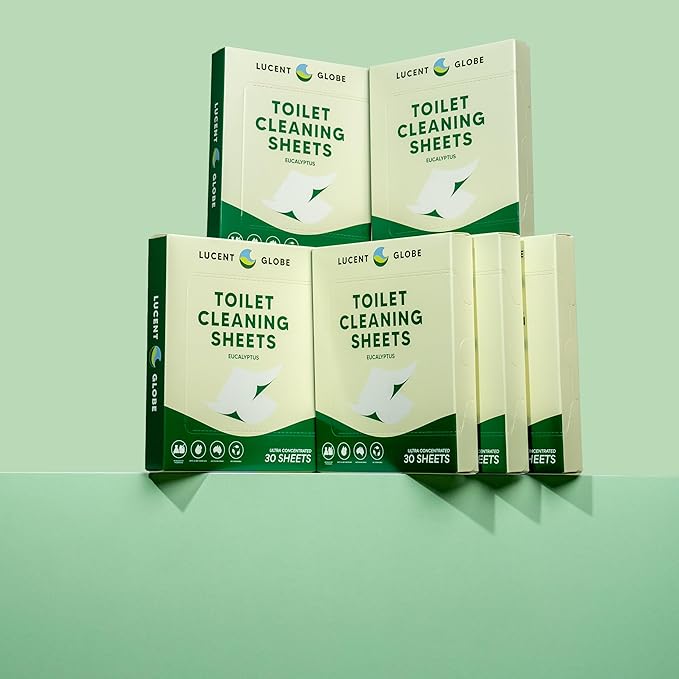 Lucent Globe Toilet Cleaning Sheets | Strips - Tough on Dirt & Stains - Safe for Toilets & Septic Systems - Convenient and Travel Friendly Toilet Bowl Cleaner - Fresh Eucalyptus
