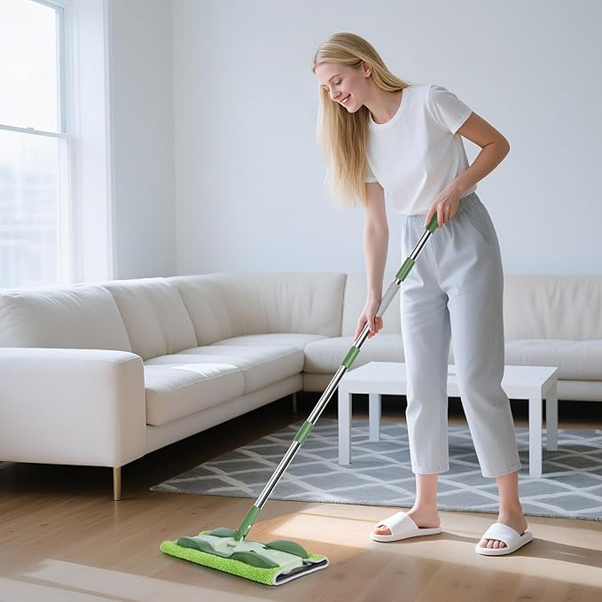 Microfiber Mops for Floor Cleaning,Masthome Professional Floor Mops with Washable Pads 4pcs,Wet Dry Use Flat Mop with 59'' Long Stainless Steel Handle,dust mop for Hardwood Floors Suitable Office Home