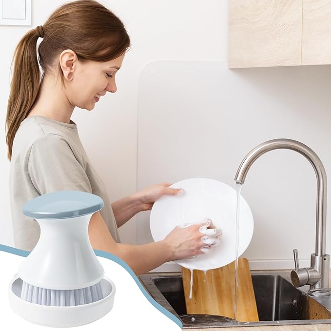 Dish Brush with Tray, Premium Kitchen Brushes for Dishes Pots Pans and Sink Cleaning, Professional Dish Scrub Brush for Kitchen Cleaning