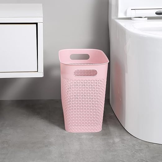 UUJOLY Plastic Small Trash Can Wastebasket, Garbage Container Basket for Bathrooms, Laundry Room, Kitchens, Offices, Kids Rooms, Dorms, (Pink, 2 Pack/3 gallons)