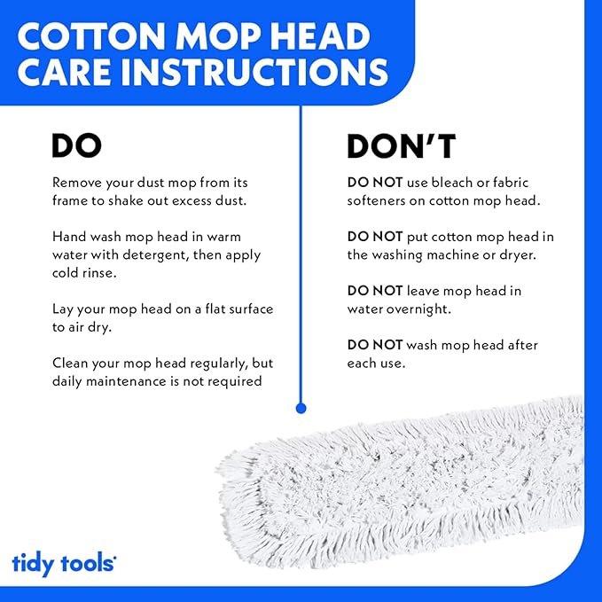 Commercial Dust Mop & Floor Sweeper, 36 in. Dust Mop for Hardwood Floors, Cotton Mop Head, Wooden Broom Handle, Industrial Dry Mop for Floor Cleaning & Janitorial Supplies