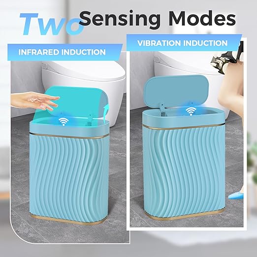 Bathroom Small Trash Can with Automatic Touchless Lid, 2.6 Gallon Smart Garbage Can Narrow Waterproof Trash Bin for Bedroom, Office, Living Room