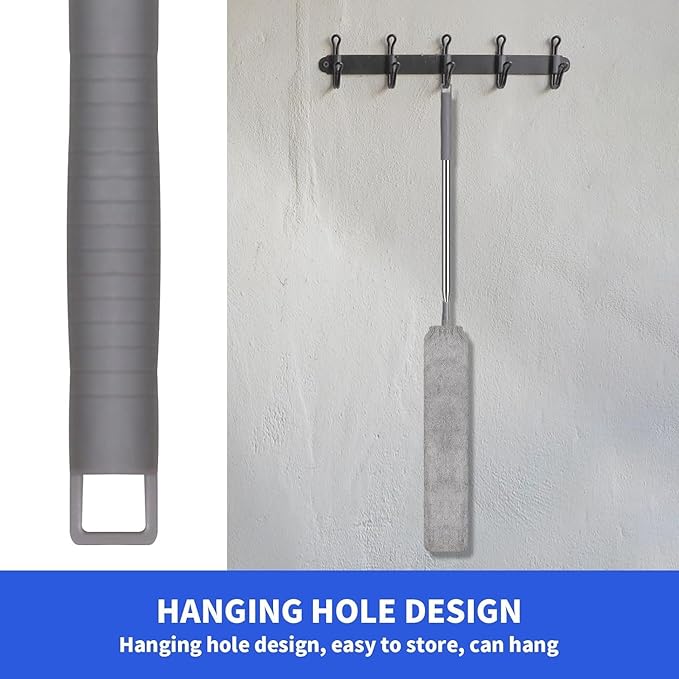 Retractable Gap Dust Cleaner, 4 Microfiber Dusting Cloths Long, Ceiling Fan Cleaner Duster with Stainless Steel Handle Washable Cleaning Tools, Extendable Duster, High Ceiling, Blinds