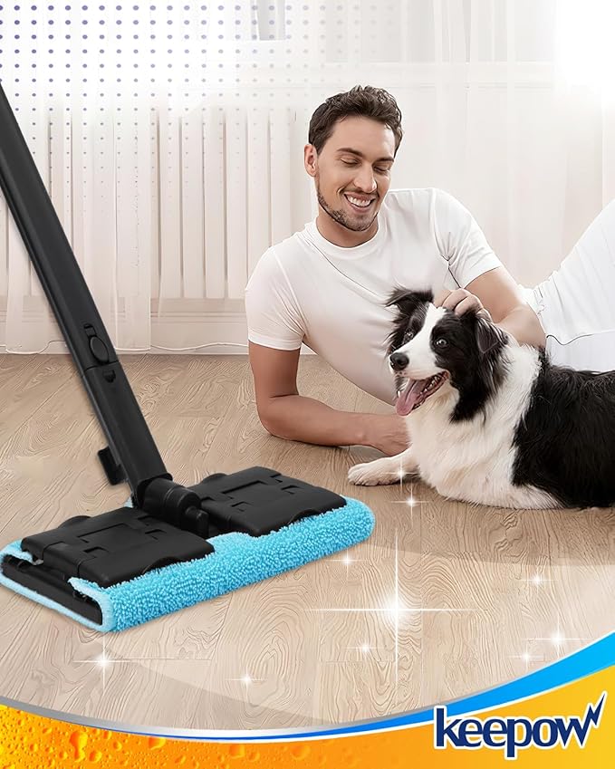 KEEPOW Reusable Microfiber Mop Pads Fit for Waitbird Steam Cleaner STC-EU168, 4 Pack Microfiber Cleaning Replacement Pads for Hardwood Floor Cleaning & 4 Pack Ironing Cloths, (Mop is Not Included)