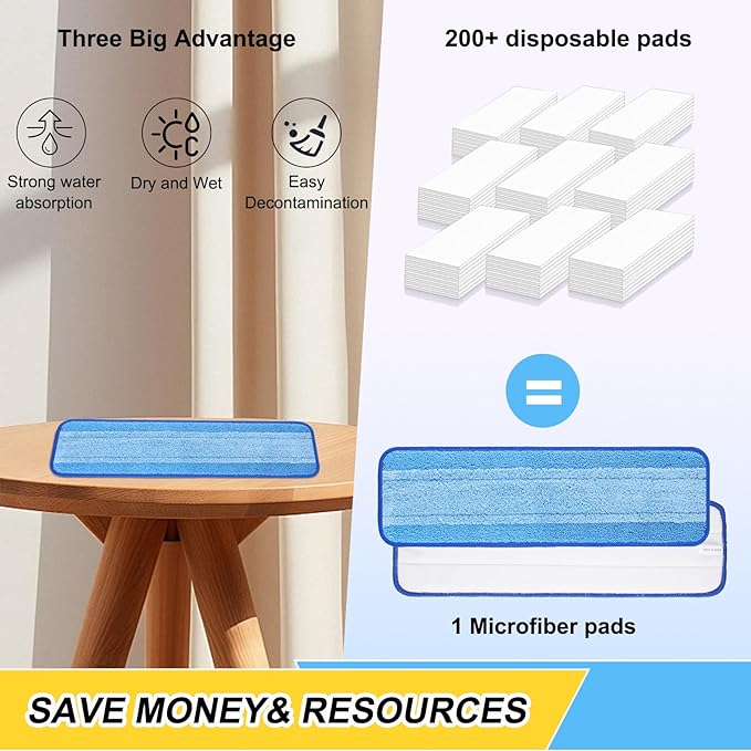 8 Pack 18 inch Reusable Mop Pads Microfiber Spray Mop Replacement Heads for Wet/Dry Mops Compatible with Bona Floor Care System