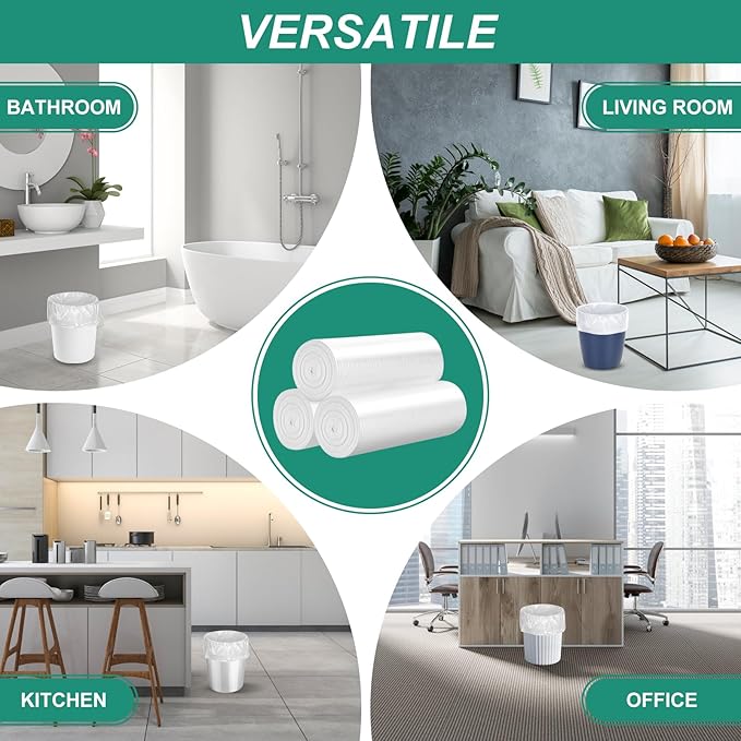 Magesh 4 Gallon Trash Bag Strong, Leakage-Free, Small Garbage Bags Unscented Thick for Bathroom, Office, Kitchen Small Trash Can, 15L, 1000 Bags, Clear