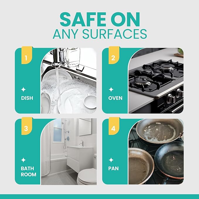 HELIME Heavy Duty Dish Wand Refills Kit with Handle, 6 Non Scratch Dishwand Refill Pack, Replacement Sponge Heads Set,Dishwashing Scrub Brush,Soap Control Dispenser Scrubbers, Dishwasher Cleaning Tool