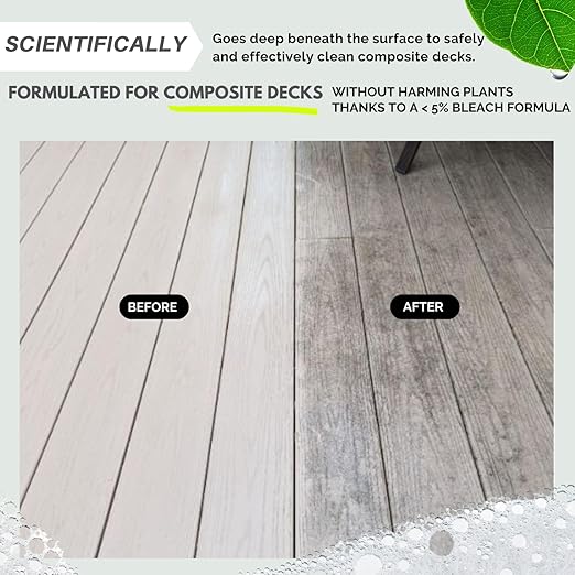 Wash Safe™ SPRAY & CLEAN Commercial-Strength Composite Deck Cleaner | Remove Black Stains | Cleans Up to 1,500 sq. ft. | Deep Set Cleaning, 1 Gal.