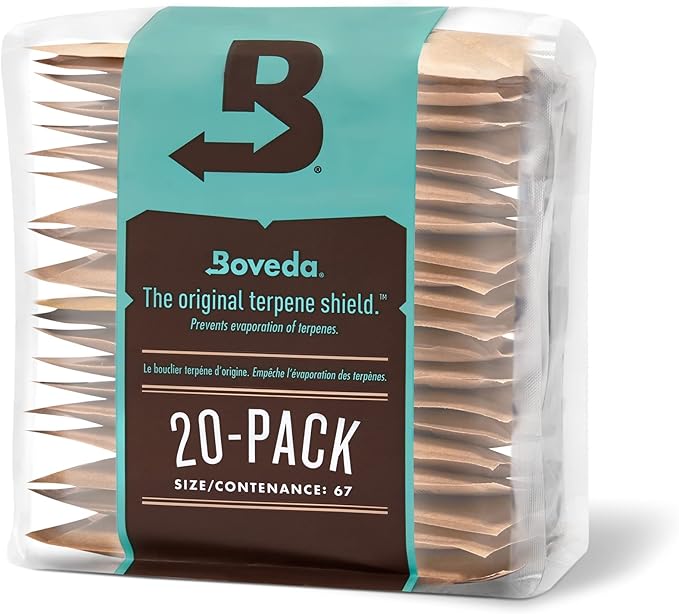 Boveda 58% Two-Way Humidity Control Packs For Storing 1 lb – Size 67 – 20 Pack – Moisture Absorbers for Storage Containers – Humidifier Packs – Hydration Packets in Resealable Bag